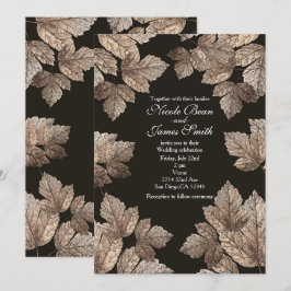 Invitaciones de Otoño Rústicas con Hojas Marrones 
