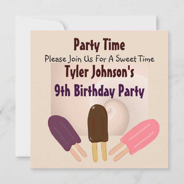 Invitaciones de Paletas Deliciosas (Anverso)