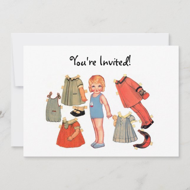 Invitaciones de papel de la muñeca (Anverso)
