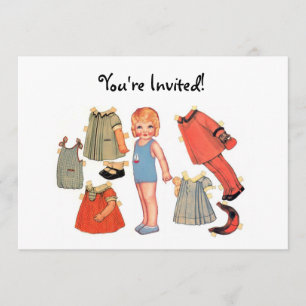 Invitaciones de papel de la muñeca