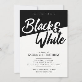 Invitaciones de partido blanco y negro de estilo m