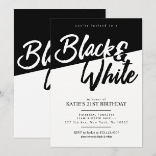 Invitaciones de partido blanco y negro de estilo m