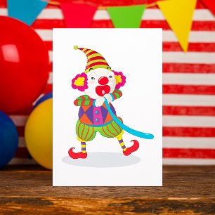 Invitaciones de payaso inflando globos