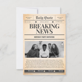 invitaciones de periódico noticia de primera plana