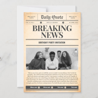invitaciones de periódico noticia de primera plana