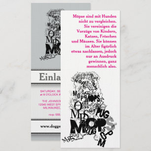 Invitaciones de Perro Pug