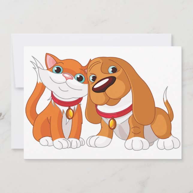 Invitaciones De Perro Y Gato Cutáneo (Anverso)