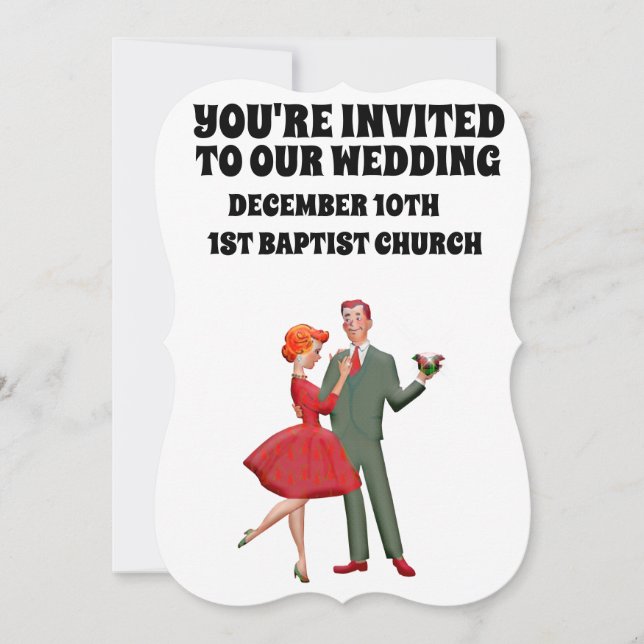 INVITACIONES DE PERSONALIZADO DE RETRO COUPLE CUTE (Anverso)