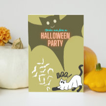 Invitaciones de personalizados de boo cat de la fi