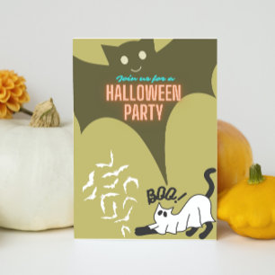 Invitaciones de personalizados de boo cat de la fi
