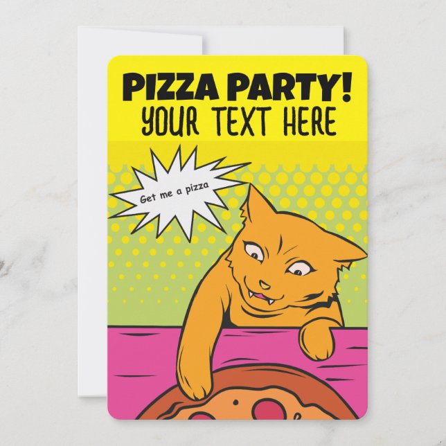 INVITACIONES DE PERSONALIZADOS DE NIÑOS CON PIZZA  (Anverso)