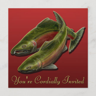 Invitaciones de pesca RSVP de Arte Salmón Personal
