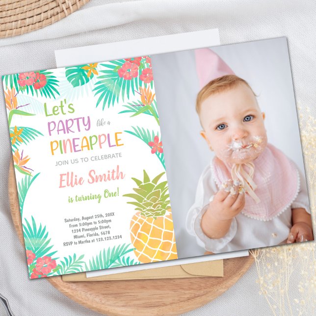 Invitaciones de piña con foto (Pineapple Invitations with photo)