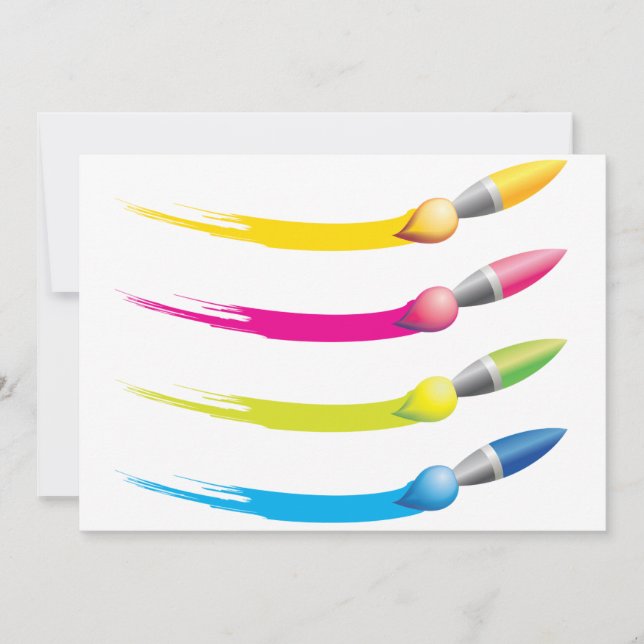 Invitaciones de Pinceles Coloridos (Anverso)