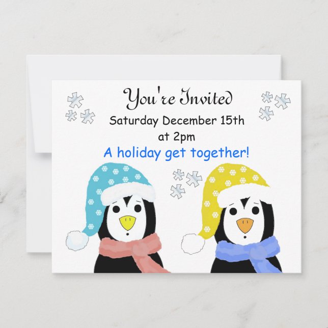 Invitaciones de Pingüino para Fiesta de Festejos (Anverso)