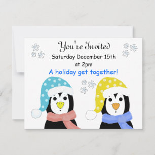 Invitaciones de Pingüino para Fiesta de Festejos