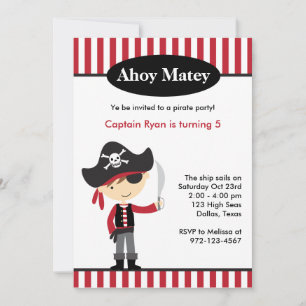 Invitaciones de Pirate Boy BIrthday