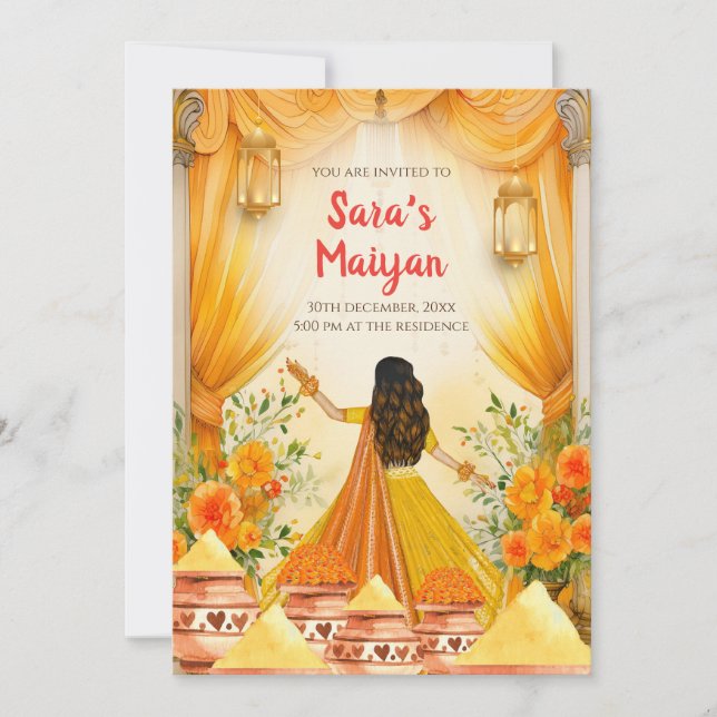 Invitaciones de Pithi en Maiyan invitaciones, Invi (Anverso)