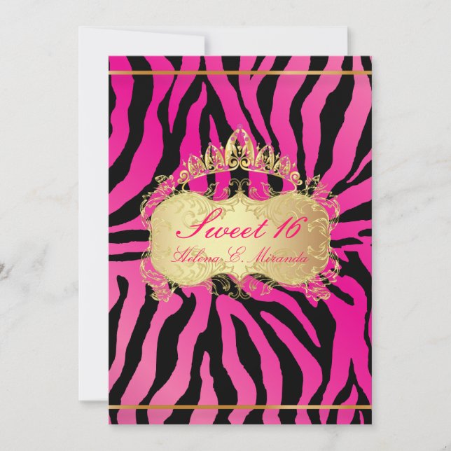 Invitaciones de PixDezines Sweet 16/rayas de cebra (Anverso)