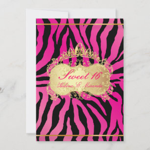 Invitaciones de PixDezines Sweet 16/rayas de cebra