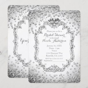 Invitaciones de plata blanca platino con diamantes