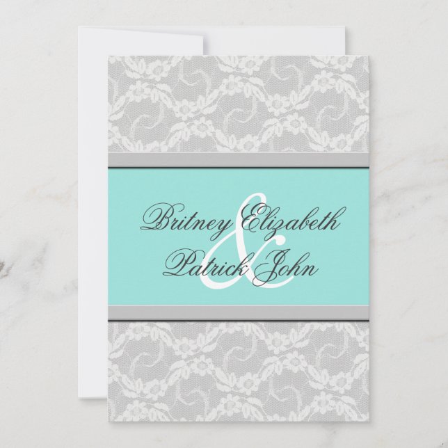 Invitaciones de plata blancas azules de la boda (Anverso)