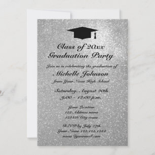 Invitaciones de plata de la fiesta de graduación