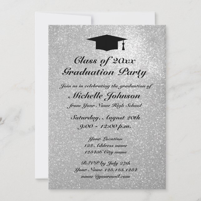 Invitaciones de plata de la fiesta de graduación (Anverso)