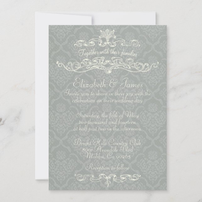 Invitaciones de plata de lujo simples de la boda (Anverso)