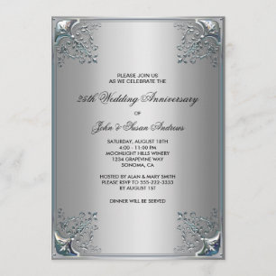 Invitaciones de plata para la fiesta de aniversari