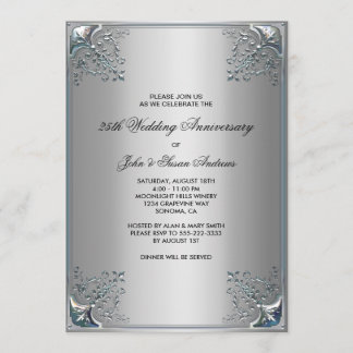 Invitaciones de plata para la fiesta de aniversari