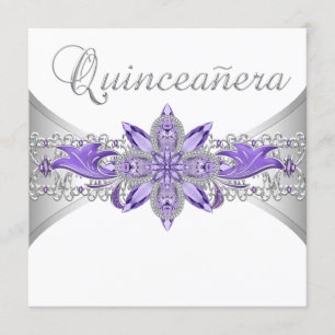 Invitaciones de plata púrpuras de Quinceanera de