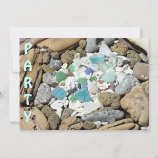 Invitaciones de Playa PARTY Conchas Madera Flotant
