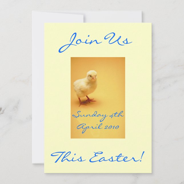 Invitaciones de pollo de Pascua amarillas (Anverso)