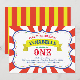 Invitaciones de primer cumpleaños a Circus Cute