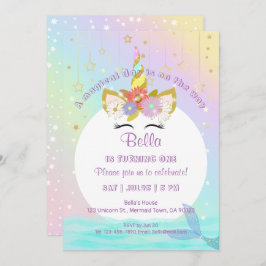 Invitaciones de primer cumpleaños a la sirena arco