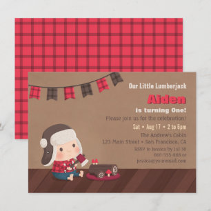 Invitaciones de Primer Cumpleaños de Bebé Leñador