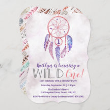 Invitaciones de primer cumpleaños de Dreamcatcher 