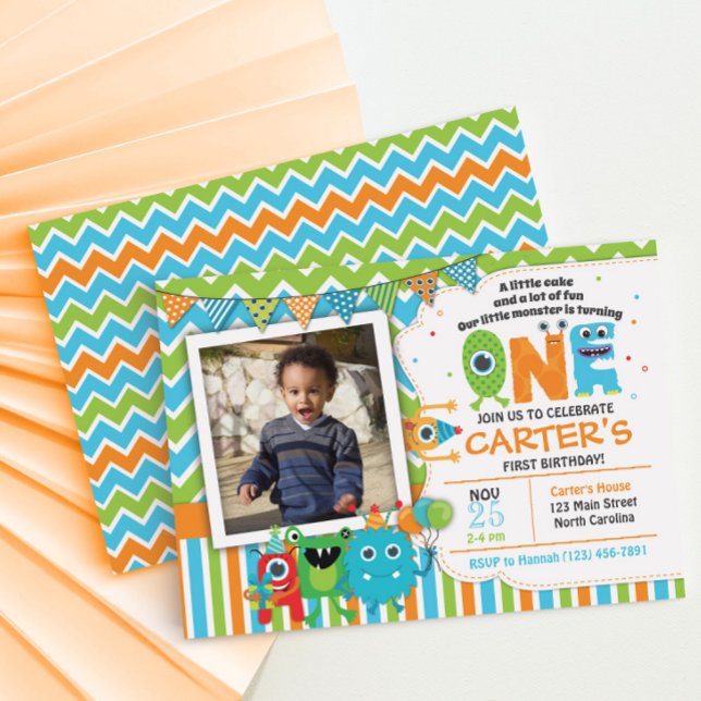 Invitaciones de primer cumpleaños de Monster (Subido por el creador)