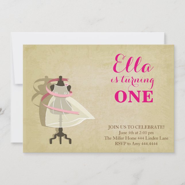 Invitaciones de primer cumpleaños de Princesa de m (Anverso)