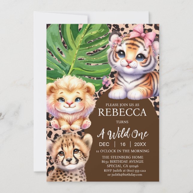 Invitaciones de primer cumpleaños de WIld (Anverso)