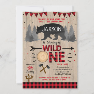 Invitaciones de primer cumpleaños de Wild One Lumb