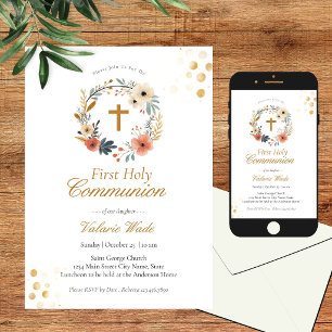 Invitaciones de Primera Comunión Corona Floral Rús
