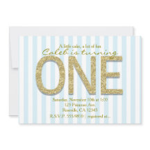 Invitaciones de primera fiesta con una franja azul