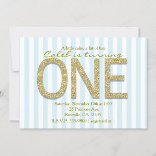 Invitaciones de primera fiesta con una franja azul