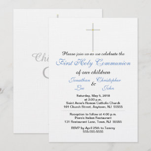 Invitaciones de Primeras Comuniones Azules para Ge