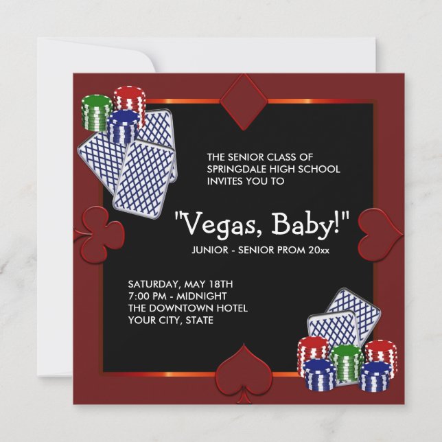 Invitaciones de prom al Casino de Las Vegas (Anverso)