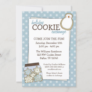 Invitaciones de Punto de Polka Azul de Holiday Coo