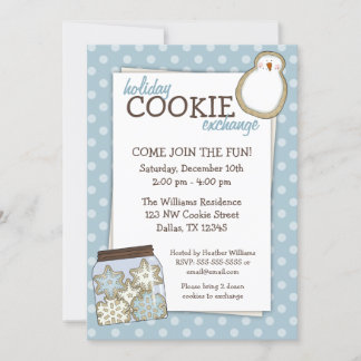 Invitaciones de Punto de Polka Azul de Holiday Coo