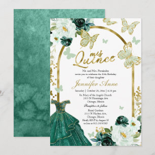 Invitaciones de Quince Butterfly Vestido Floral Ve
